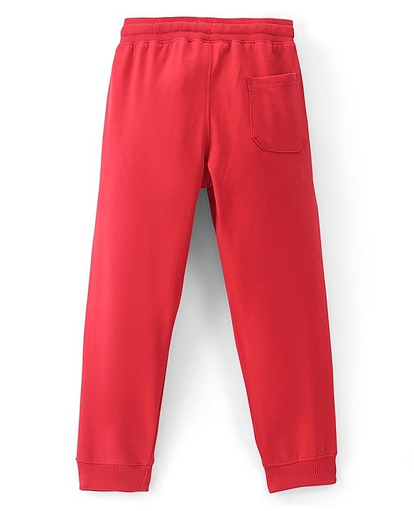 Pine Kids Knitted Full Length Track Pant Text Printed - Mars Red