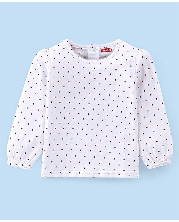 Babyhug Cotton Knit Snow Flakes Printed Dungaree with Full Sleeves Inner Tee - Red & White