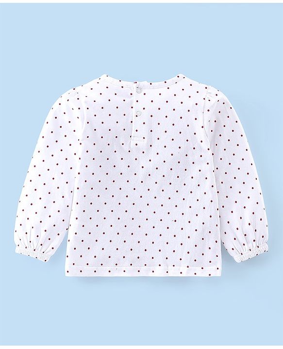 Babyhug Cotton Knit Snow Flakes Printed Dungaree with Full Sleeves Inner Tee - Red & White