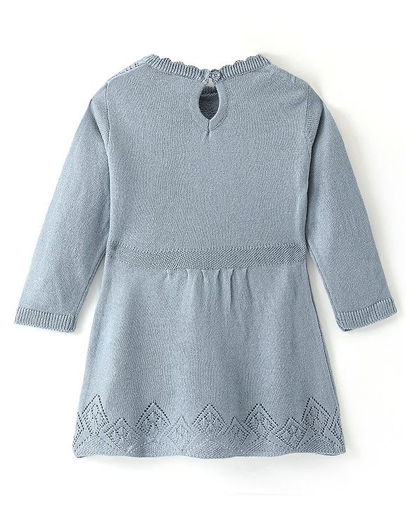 Babyhug Full Sleeves Woollen Dress - Blue