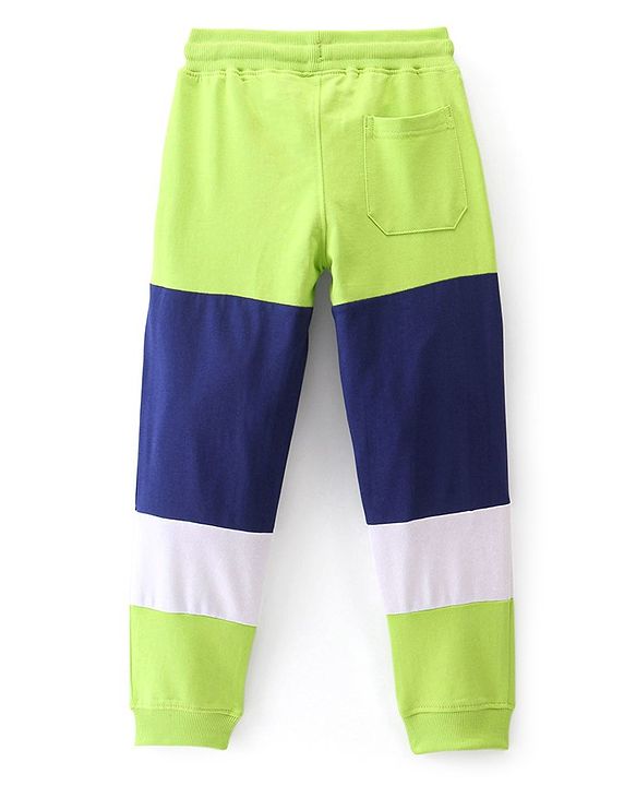 Pine Kids Knitted Stretchable Text Printed Cut & Sew Full Length Track Pants- Lime