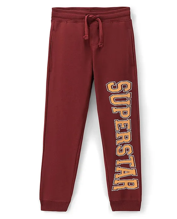 Boys Track Pants with Placement Brand Print