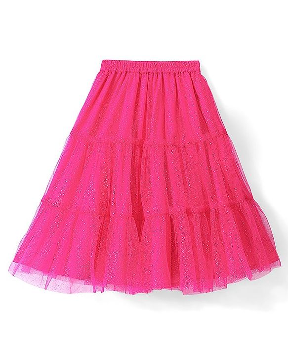 Babyhug Woven Half Sleeves Embroidered Choli and Net Lehenga with Dupatta - Pink
