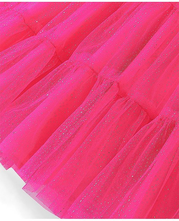 Babyhug Woven Half Sleeves Embroidered Choli and Net Lehenga with Dupatta - Pink