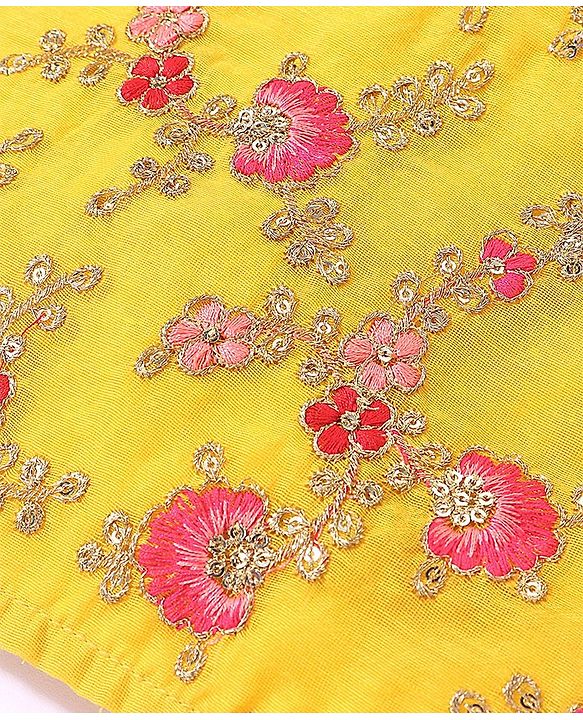 Babyhug Woven Half Sleeves Embroidered Choli and Net Lehenga with Dupatta - Pink