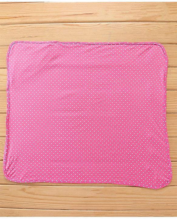 Babyhug Interlock Cotton Hooded Wrapper Polka Dots Print L 76.2 X B 76.2 cm - Pink