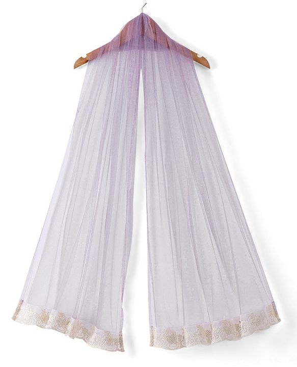 Babyhug Cotton Knit Sleeveless Embroidered Choli With Embroidered Net Lehenga And Dupatta Set - Lavender