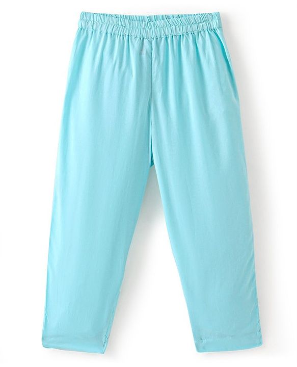 Babyhug 100% Cotton Woven Full Sleeves Kurta & Pyjama Set With Striped Jacket - Blue
