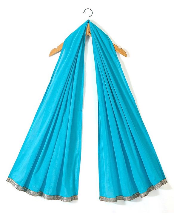 Babyhug Three Fourth Sleeves Printed Kurti Sharara and Dupatta Set with Floral Print - Blue