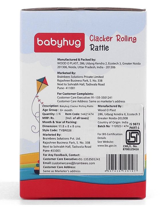 Babyhug Clacker Rolling Rattle- Multicolor