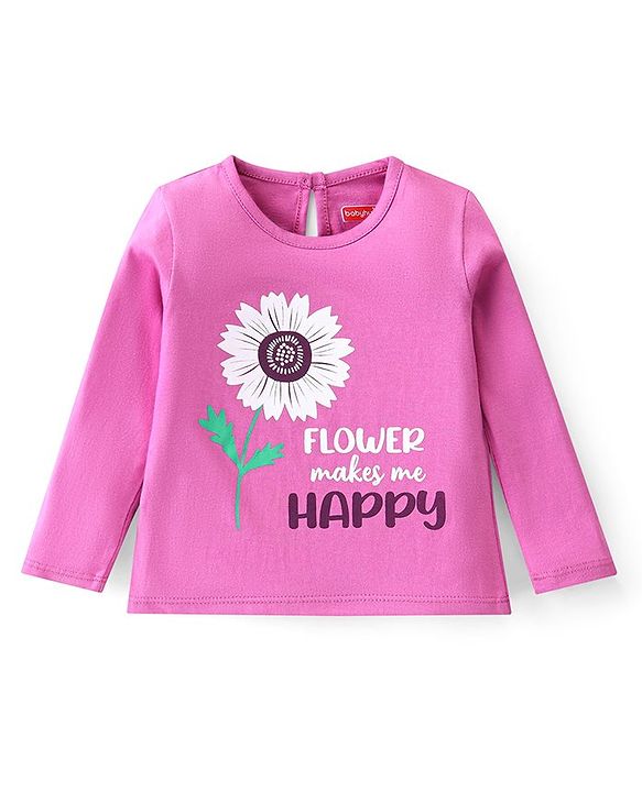 Babyhug Cotton Knit Full Sleeves T-Shirts Floral Print Pack of 3 - Pink & Purple