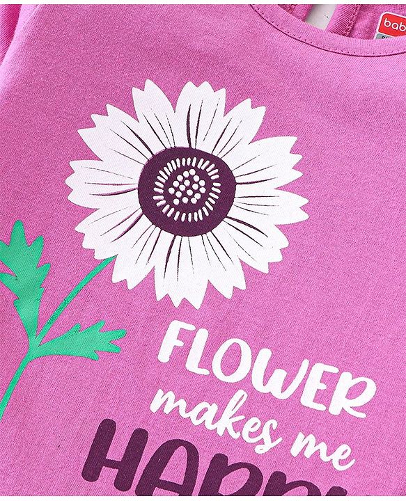 Babyhug Cotton Knit Full Sleeves T-Shirts Floral Print Pack of 3 - Pink & Purple