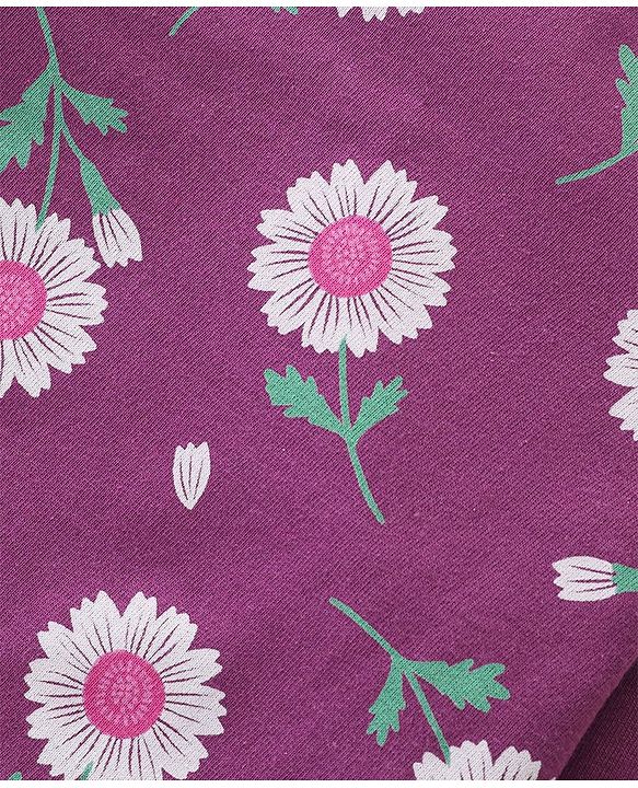 Babyhug Cotton Knit Full Sleeves T-Shirts Floral Print Pack of 3 - Pink & Purple