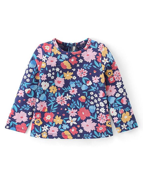 Babyhug 100% Cotton Knit Full Sleeves T-Shirt With Floral Graphics Pack Of 3 - Multicolour