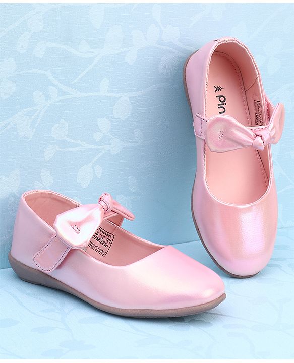 Pine Kids Ballerina with Bow Applique & Velcro Closure - Pink