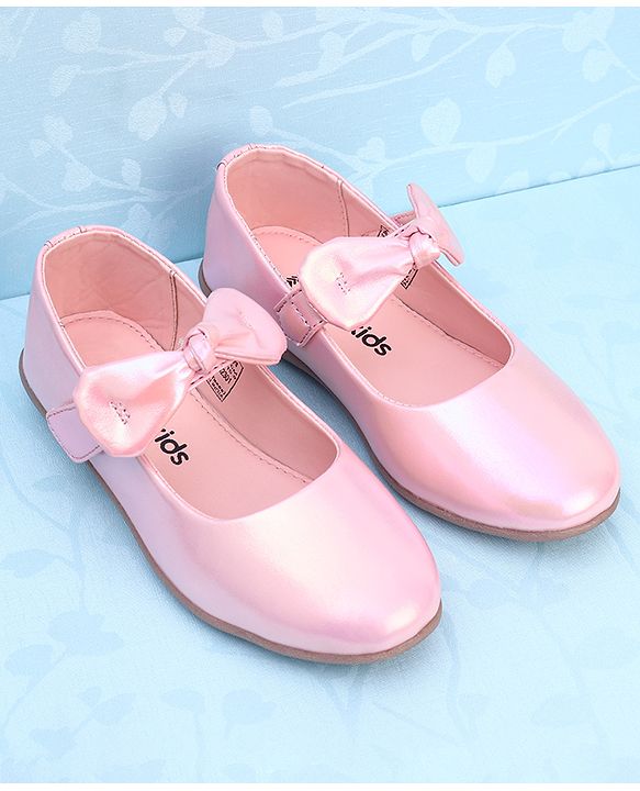 Pine Kids Ballerina with Bow Applique & Velcro Closure - Pink