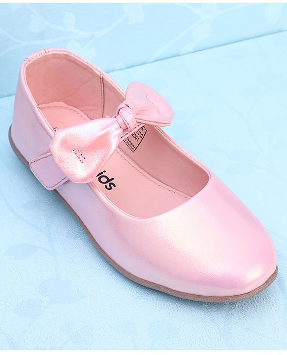 Pine Kids Ballerina with Bow Applique & Velcro Closure - Pink