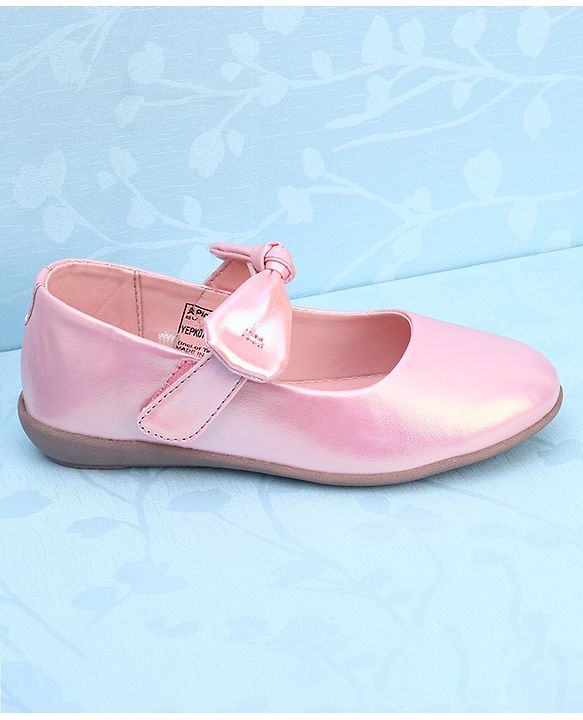 Pine Kids Ballerina with Bow Applique & Velcro Closure - Pink