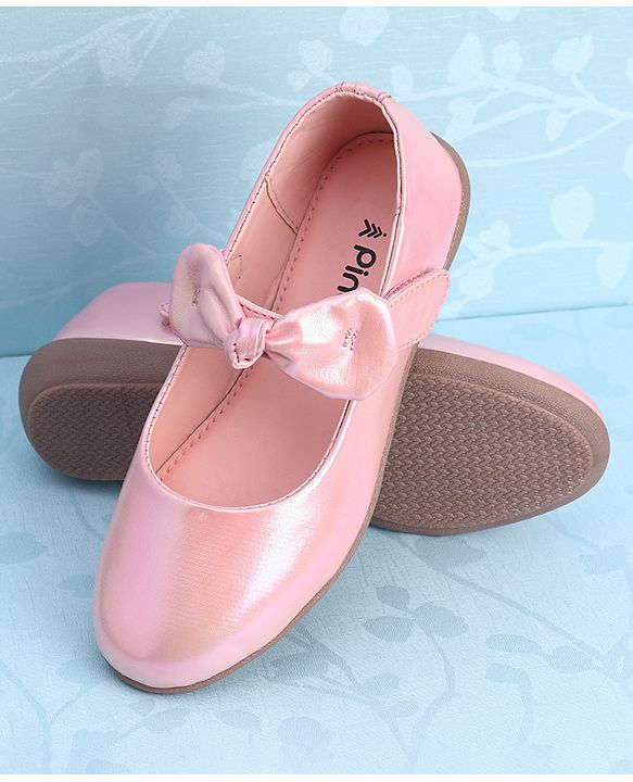Pine Kids Ballerina with Bow Applique & Velcro Closure - Pink