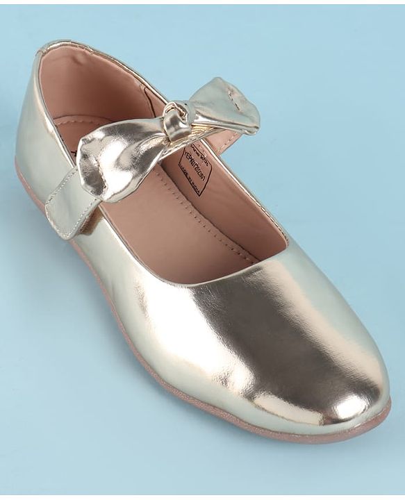 Pine Kids Ballerina with Bow Applique & Velcro Closure - Golden