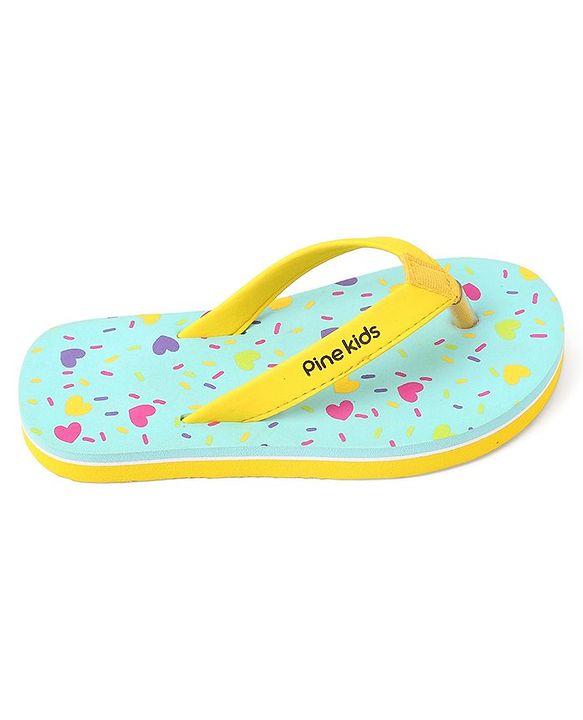Pine Kids Slip On Flip Flops Heart Print -Pista Green
