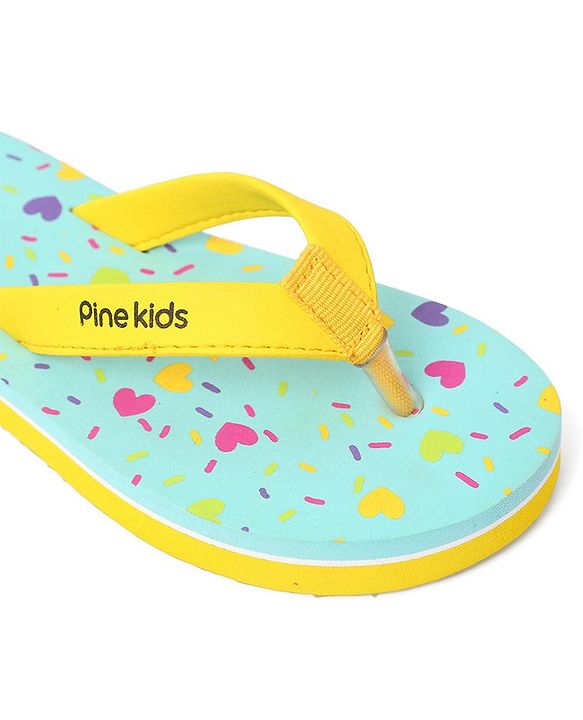 Pine Kids Slip On Flip Flops Heart Print -Pista Green