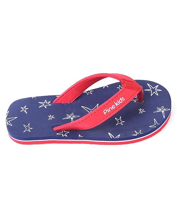 Pine Kids Slip On  Flip Flops Star Print - Blue & Red