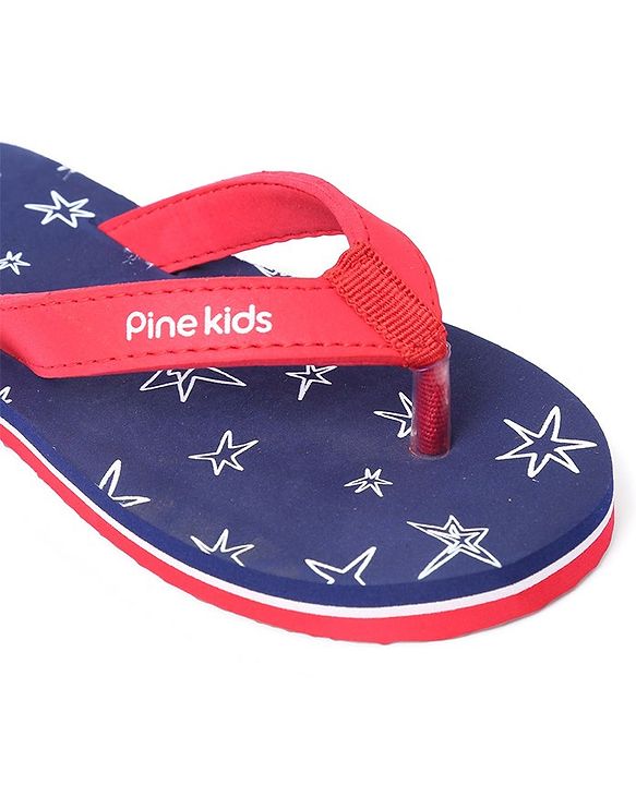 Pine Kids Slip On  Flip Flops Star Print - Blue & Red