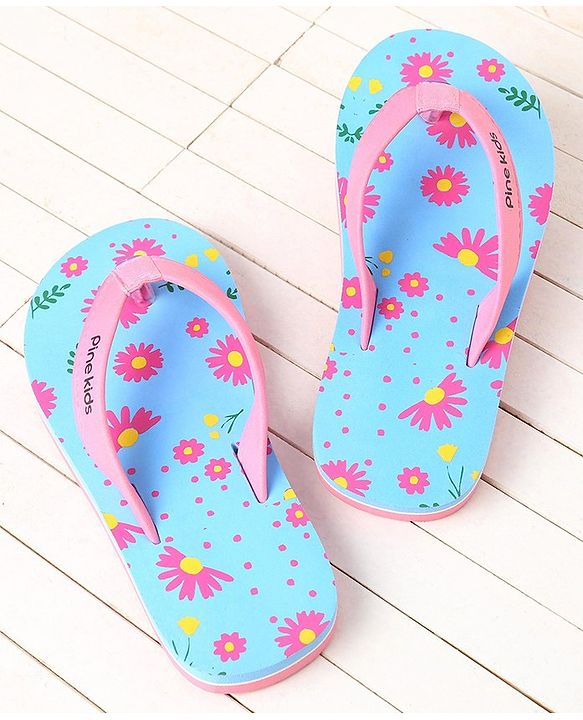 Pine Kids Slip On Flip Flop Floral Print - Pink & Blue