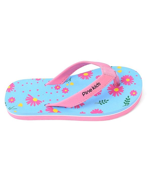 Pine Kids Slip On Flip Flop Floral Print - Pink & Blue