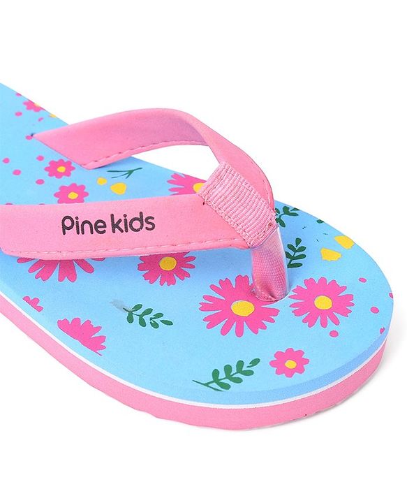 Pine Kids Slip On Flip Flop Floral Print - Pink & Blue