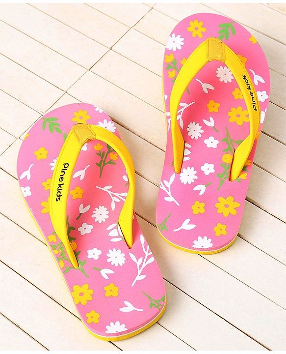 Pine Kids Slip On Flip Flop Floral Print - Pink