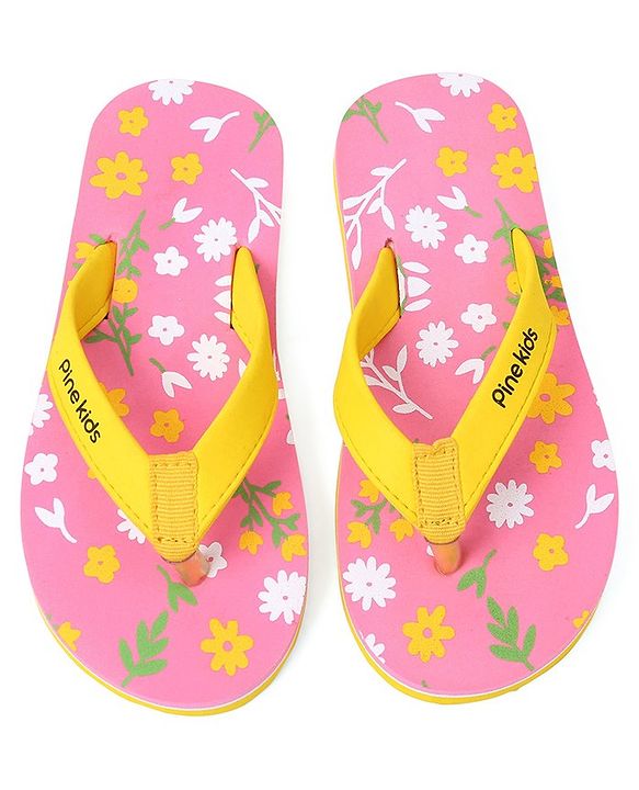 Pine Kids Slip On Flip Flop Floral Print - Pink
