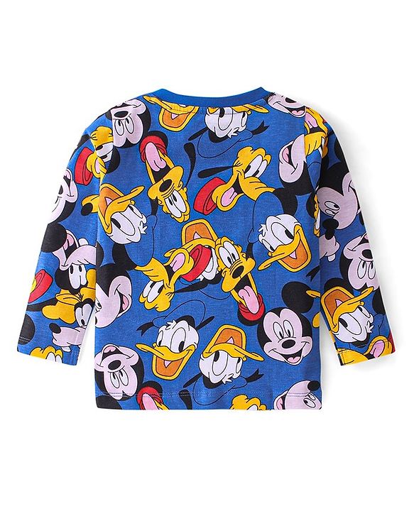 Babyhug Cotton Knit Full Sleeves Mickey & Friends Printed T-Shirt - Blue