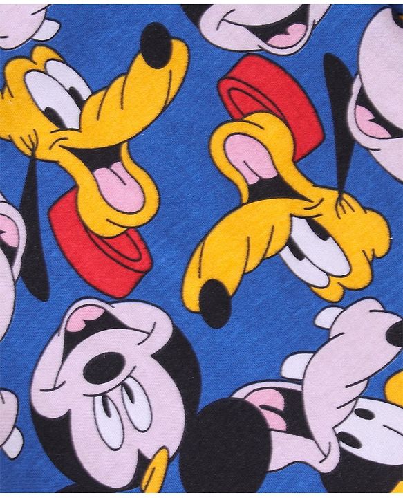 Babyhug Cotton Knit Full Sleeves Mickey & Friends Printed T-Shirt - Blue