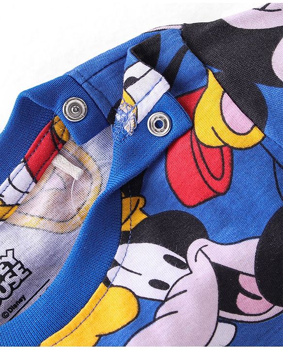 Babyhug Cotton Knit Full Sleeves Mickey & Friends Printed T-Shirt - Blue