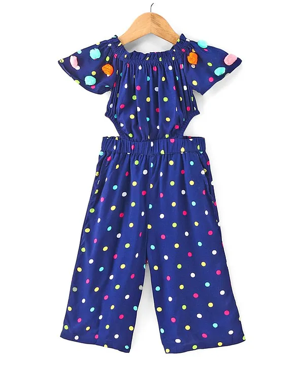 Off the shoulder store polka dot jumpsuit