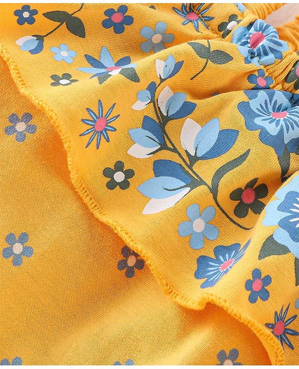 Babyhug Cotton Knit Full Sleeves Top Floral Printed - Yellow