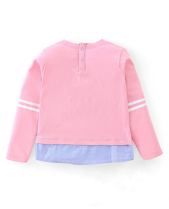 Babyhug 100% Cotton Knit Full Sleeves T-Shirt with Text Graphics - Pink