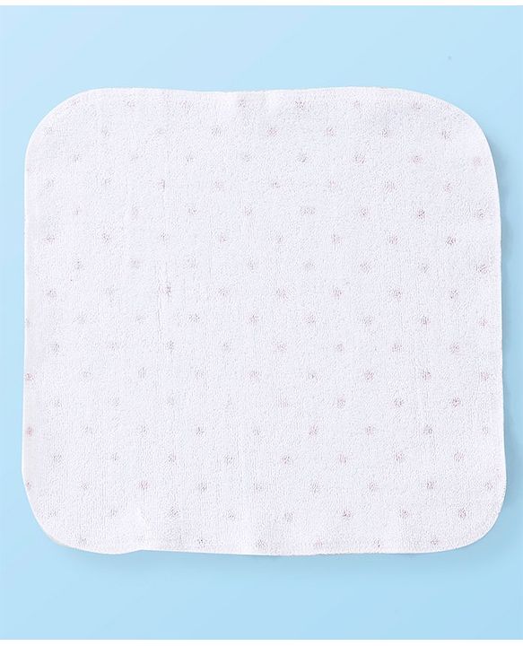 Babyhug Cotton Terry Knit Wash cloth Polka Dots Print Pack of 6 L 30 x B 30 cm - Red & White