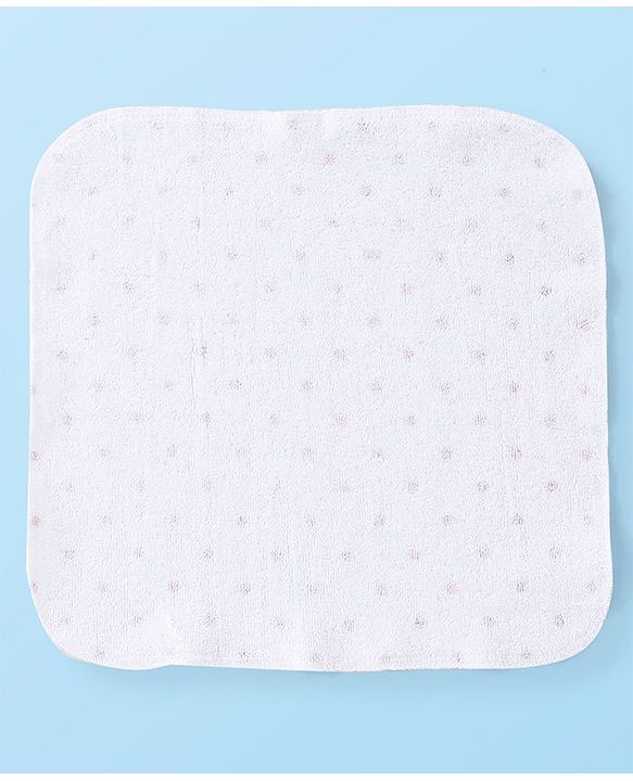 Babyhug Cotton Terry Knit Wash cloth Polka Dots Print Pack of 6 L 30 x B 30 cm - Red & White