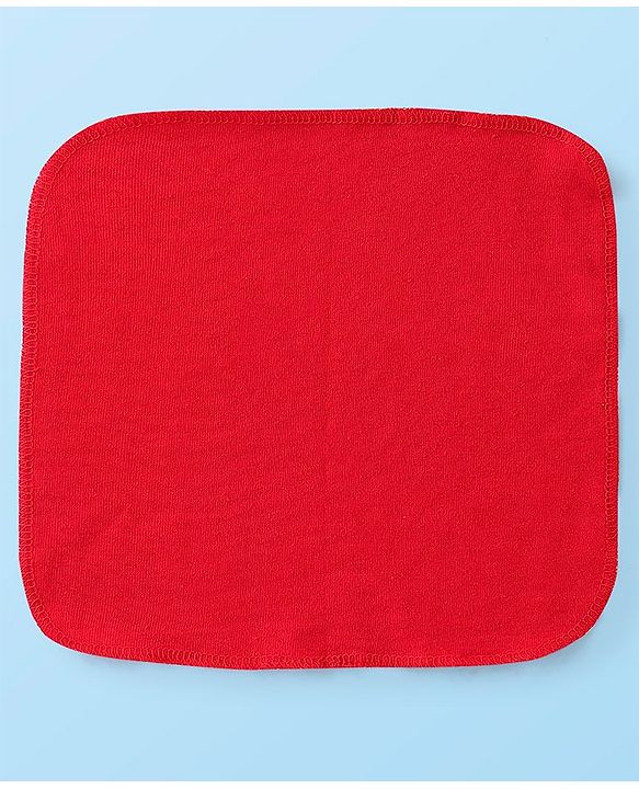 Babyhug Cotton Terry Knit Wash cloth Polka Dots Print Pack of 6 L 30 x B 30 cm - Red & White