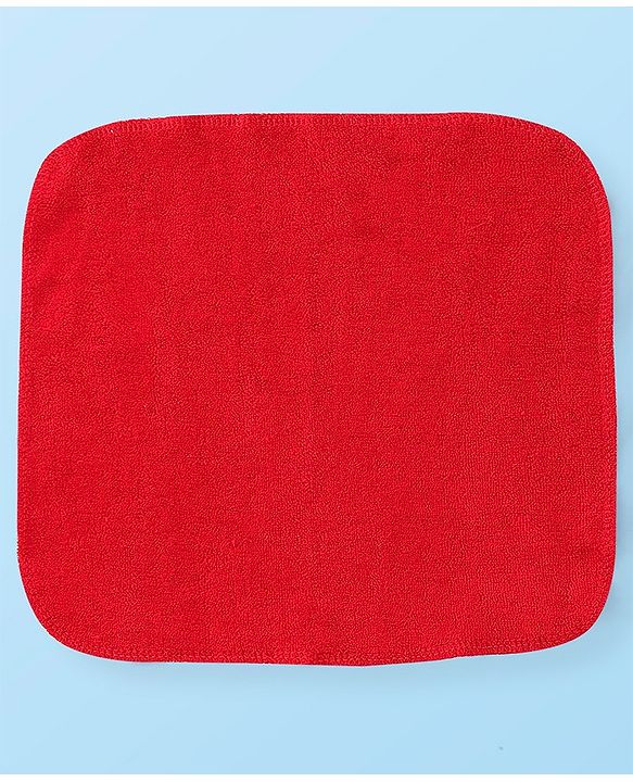 Babyhug Cotton Terry Knit Wash cloth Polka Dots Print Pack of 6 L 30 x B 30 cm - Red & White