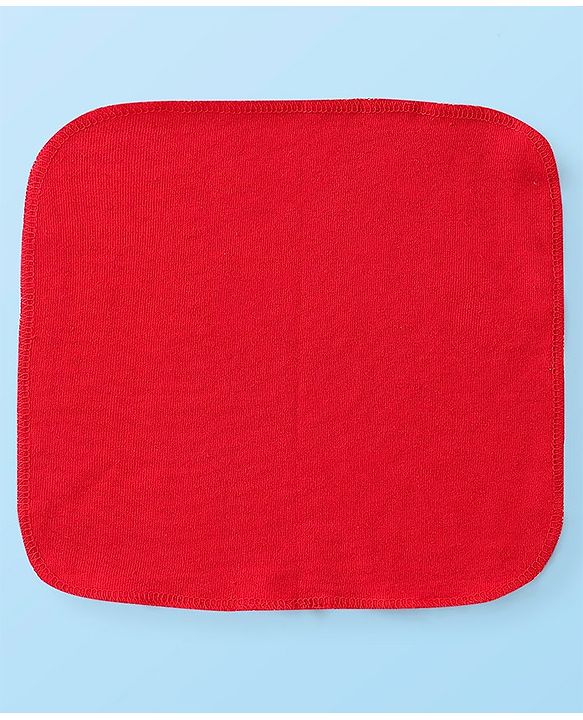 Babyhug Cotton Terry Knit Wash cloth Polka Dots Print Pack of 6 L 30 x B 30 cm - Red & White