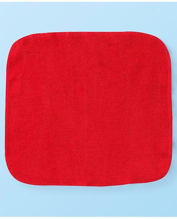 Babyhug Cotton Terry Knit Wash cloth Polka Dots Print Pack of 6 L 30 x B 30 cm - Red & White