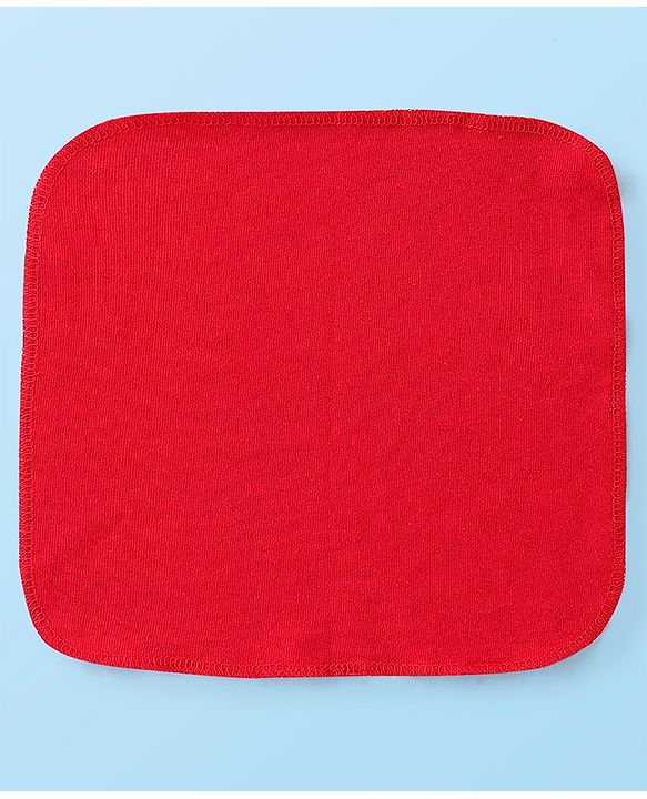 Babyhug Cotton Terry Knit Wash cloth Polka Dots Print Pack of 6 L 30 x B 30 cm - Red & White