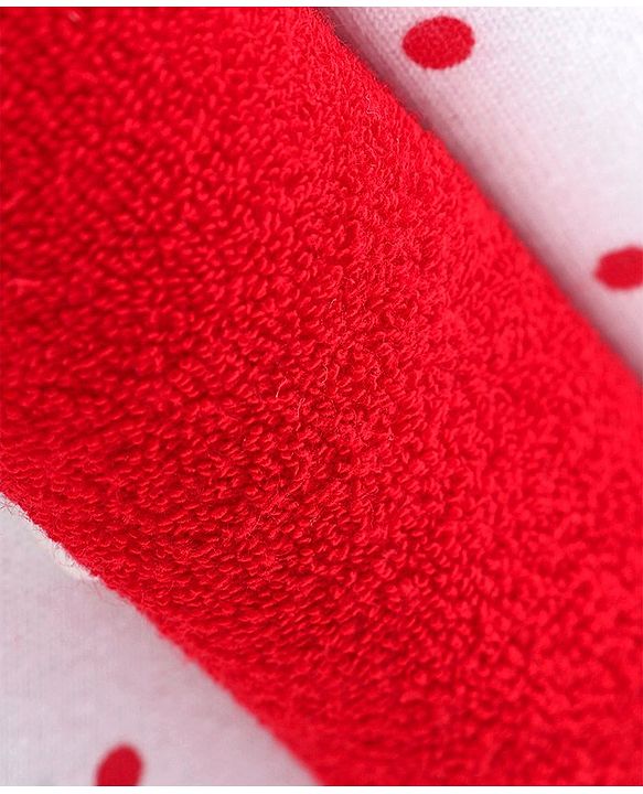 Babyhug Cotton Terry Knit Wash cloth Polka Dots Print Pack of 6 L 30 x B 30 cm - Red & White