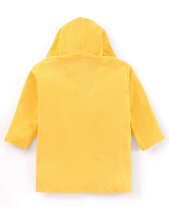 Babyhug Cotton Terry Knit Full Sleeves Hooded Bath Robe Lion Design - Yellow