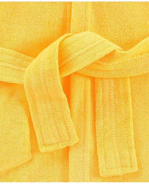 Babyhug Cotton Terry Knit Full Sleeves Hooded Bath Robe Lion Design - Yellow