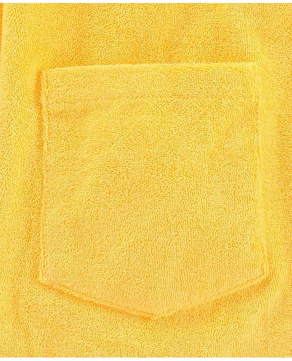 Babyhug Cotton Terry Knit Full Sleeves Hooded Bath Robe Lion Design - Yellow